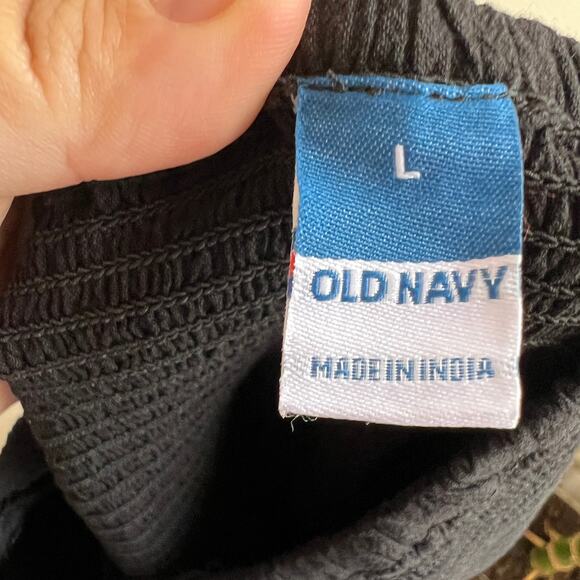 NWT Old Navy Fit & Flare Crinkled Halter Midi Dress Sz Large in Black - Picture 5 of 8